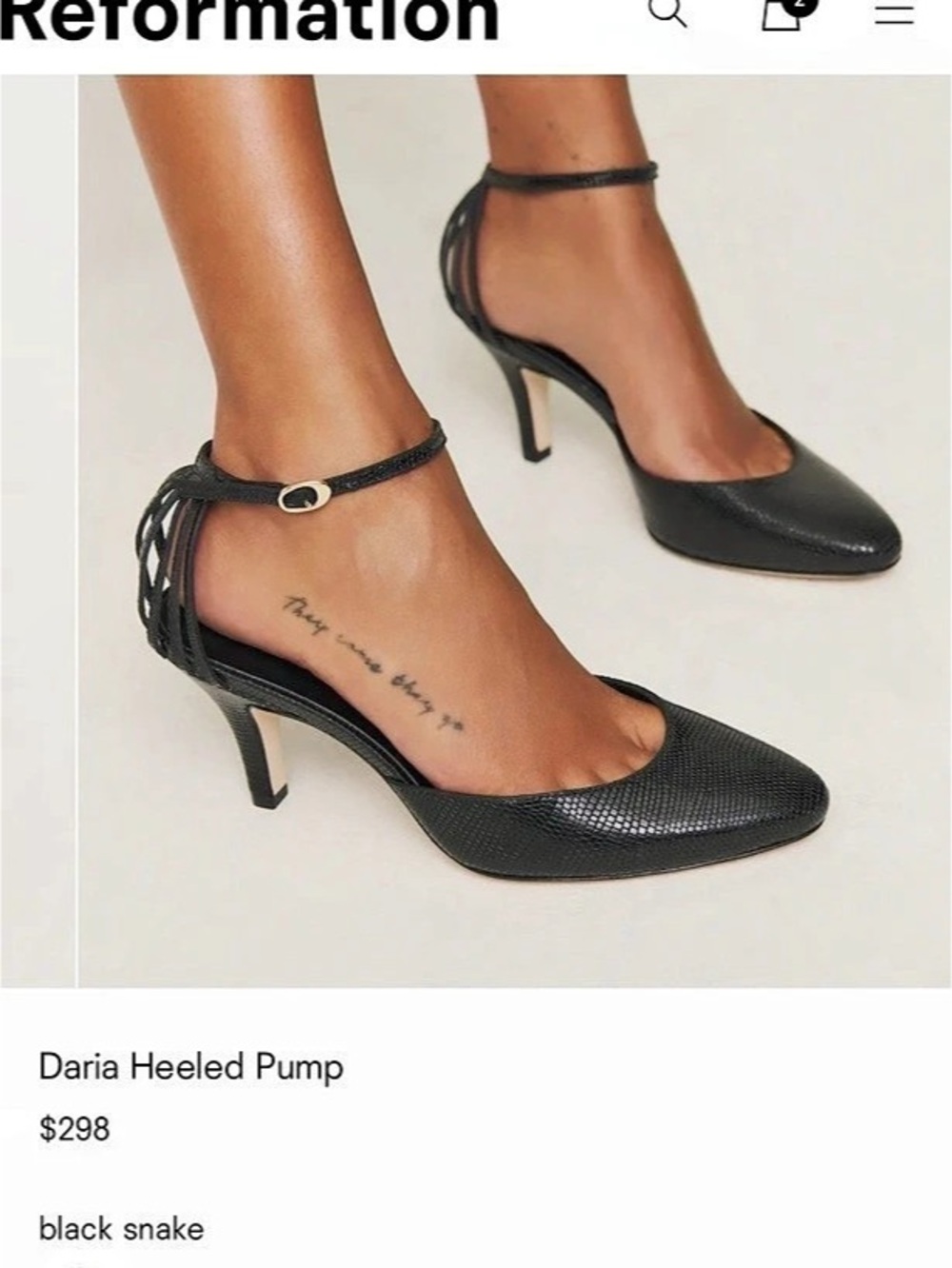 Reformation Daria Heeled Pump Black Pointed Toe Heels